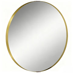 HOMCOM Round Wall Mirror 61 cm, Wall Mounted Bathroom Mirror with Tempered Safety Glass and Aluminium Alloy Frame, Gold Tone