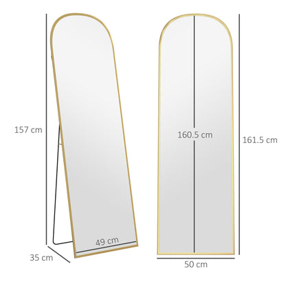 HOMCOM 162cm Aluminium Frame Standing Mirror - Gold