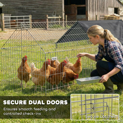 PawHut Rabbit Run with Protective Cover for Small Animals, Chickens, Guinea Pigs, Tortoises, 180 x 75 x 75 cm, Black