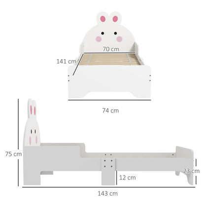 ZONEKIZ Rabbit-Designed Toddler Bed, Kids Bedroom Furniture - White