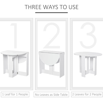 HOMCOM Space-saving Drop Leaf Table, Folding Dining Table for Small Space, Kitchen, Dining Room, White