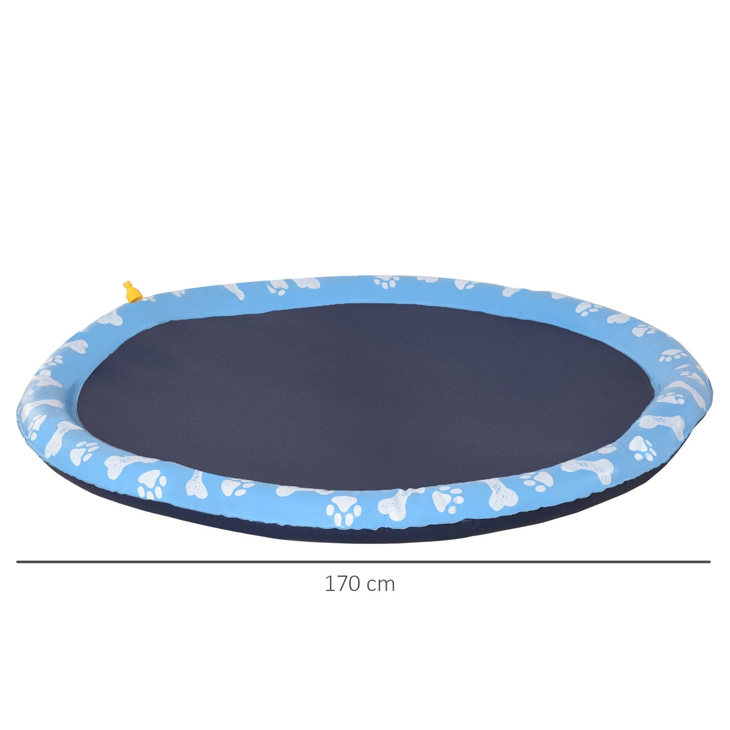 PawHut Dog Splash Pad, Pet Sprinkler Mat, Non-Slip Dog Paddling Pool, Foldable Outdoor Sprinkler and Splash Mat Water Play for Garden, Patio, Summer Fun, 170 cm