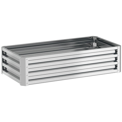 Outsunny Raised Beds for Garden, Galvanized Outdoor Planters, for Herbs and Vegetables, Use for Patio, Backyard, Balcony, Silver