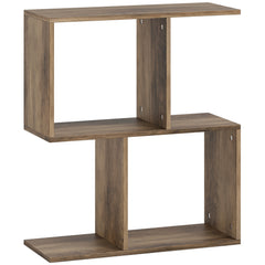 HOMCOM Side Table, Narrow End Table with Storage Shelves, S-Shaped, 3-Tier, 50W x 19.5D x 58H cm, Oak