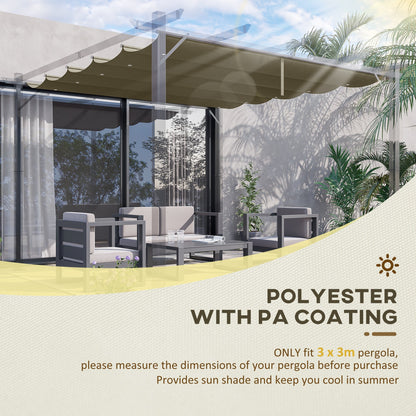 Outsunny Retractable Pergola Cover, 2.55 x 2.5 m Replacement Canopy Fabric for 3 x 3 m Frame, Roof Top Only, Tan