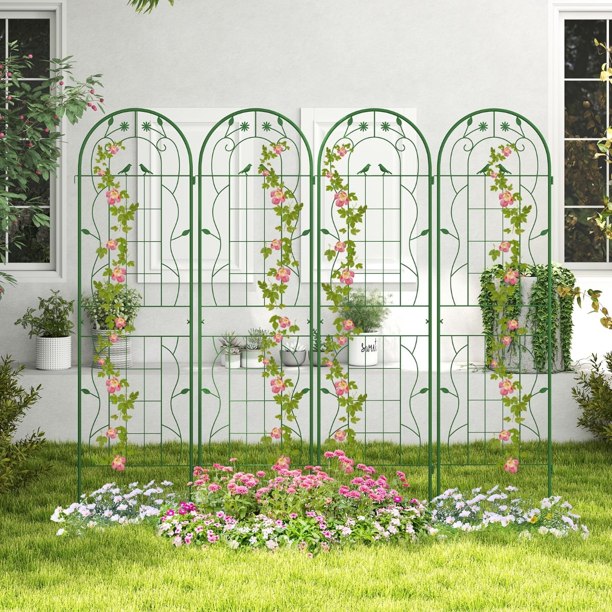 2/4 Pack Metal Garden Trellis for Climbing Plants-Set of 4