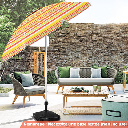 198cm Beach Umbrella with Push Button Tilt Sand Anchor Carry Bag Windproof Sun Shelter Yellow