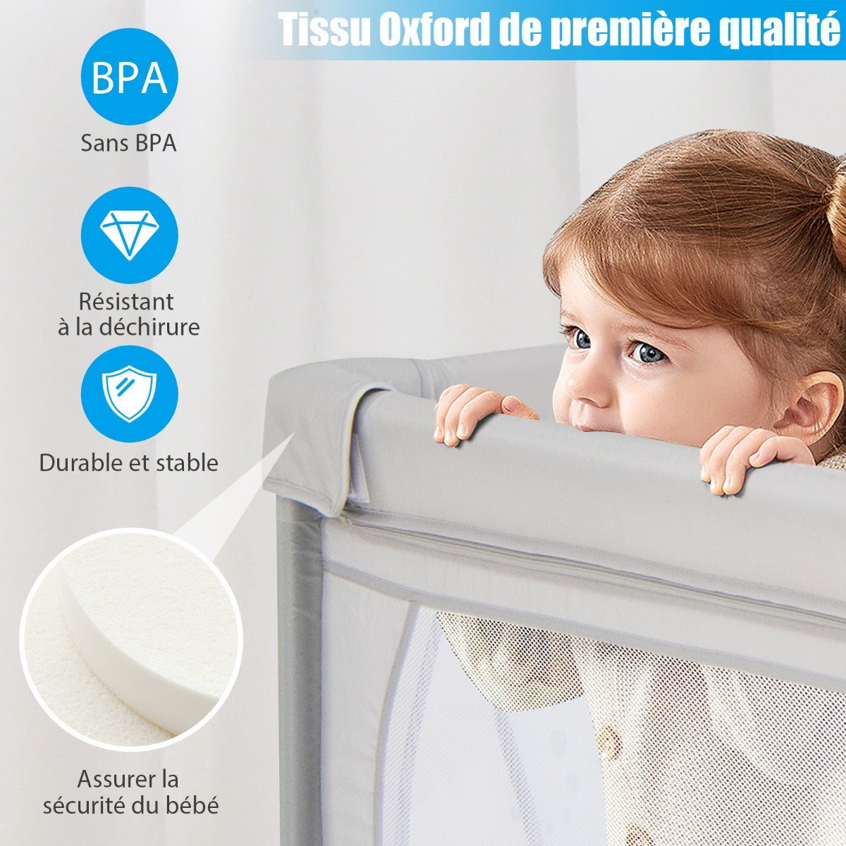 Baby Playpen with 50 Balls & 2 Doors & Breathable Net & Zipper Penguins