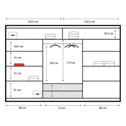 Paris Lux 3 Door Mirrored Sliding Wardrobe - 250 White