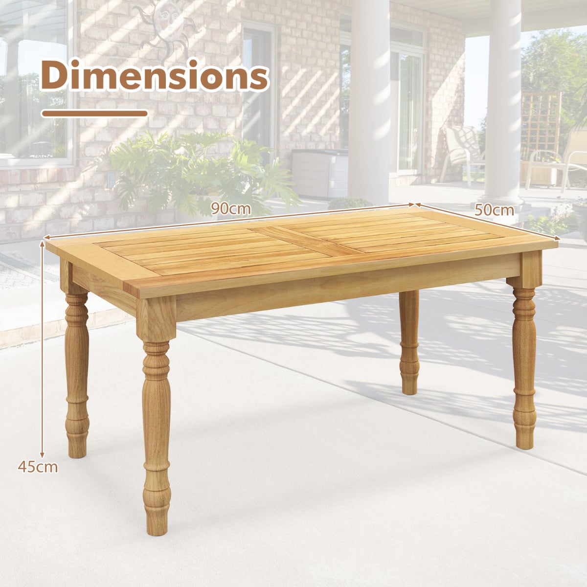 Patio Coffee Table with Solid Teak Wood Structure