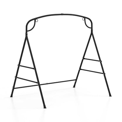Patio Metal Swing Stand with Double Side Bars and 2-Ring Design-Black