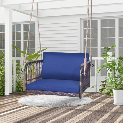 Patio Porch Swing Chair with Back and Seat Cushion for Patio Balcony Backyard-Navy