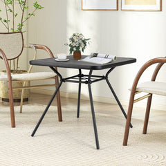 Patio Square Outdoor Dining Table with Umbrella Hole and Lid