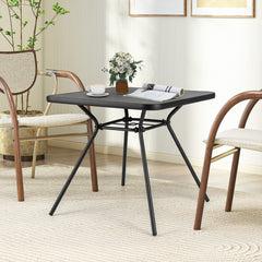 Patio Square Outdoor Dining Table with Umbrella Hole and Lid