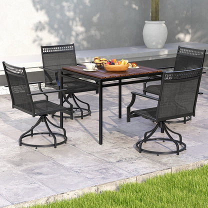Patio Swivel Dining Chairs Set of 2 with Quick-Drying Fabric-Grey