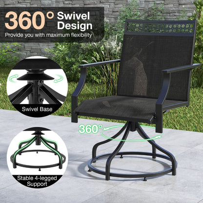 Patio Swivel Dining Chairs Set of 2 with Quick-Drying Fabric-Grey