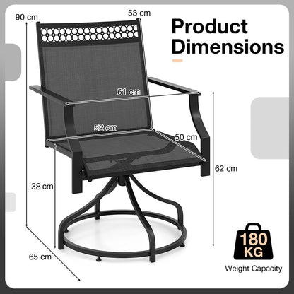Patio Swivel Dining Chairs Set of 2 with Quick-Drying Fabric-Grey