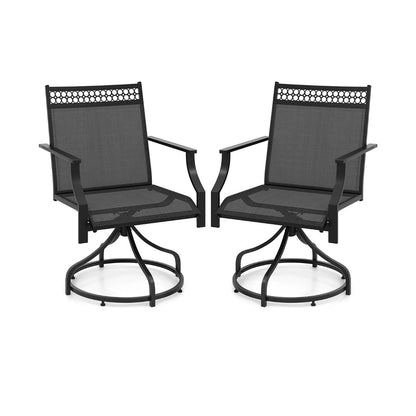 Patio Swivel Dining Chairs Set of 2 with Quick-Drying Fabric-Grey