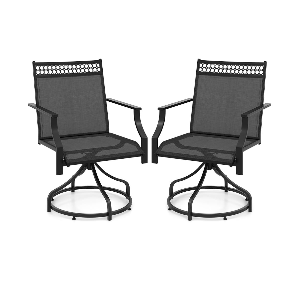 Patio Swivel Dining Chairs Set of 2 with Quick-Drying Fabric-Grey