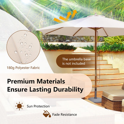 295 x 295 cm Patio Umbrella with Pulley Lift and Ventilation Hole-Beige