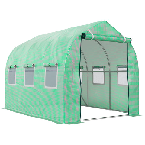Outsunny Polytunnel Greenhouse with Windows and Door, Walk in Greenhouse for Garden, Backyard (3 x 2 M)