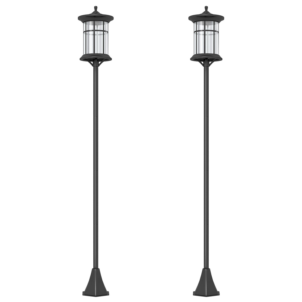 Outsunny Set of Two 1.8m Traditional Style Solar Lamp Posts - Black