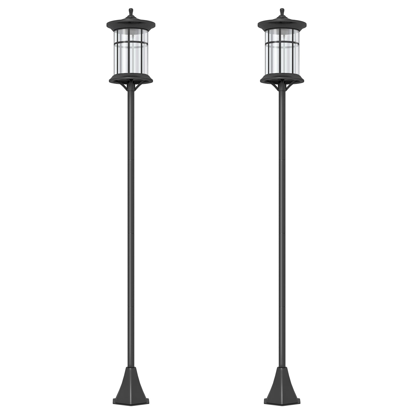 Outsunny Set of Two 1.8m Traditional Style Solar Lamp Posts - Black