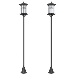 Outsunny Set of Two 1.8m Traditional Style Solar Lamp Posts - Black