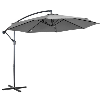 Outsunny Cantilever Umbrella Parasol Hanging Banana Steel Dark Grey 3M Patio