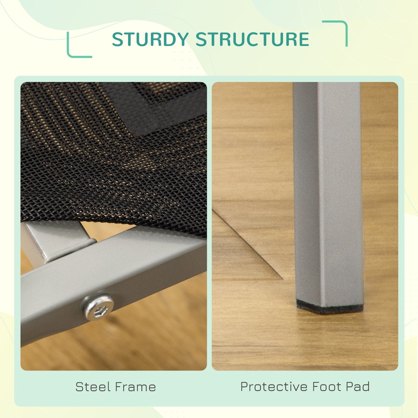 PawHut Elevated Pet Bed Cooling Raised Cot Style Bed for Large Medium Sized Dogs with Non-slip Pads Steel Frame Breathable Mesh Fabric, 110 x 75 x 20 cm - Black