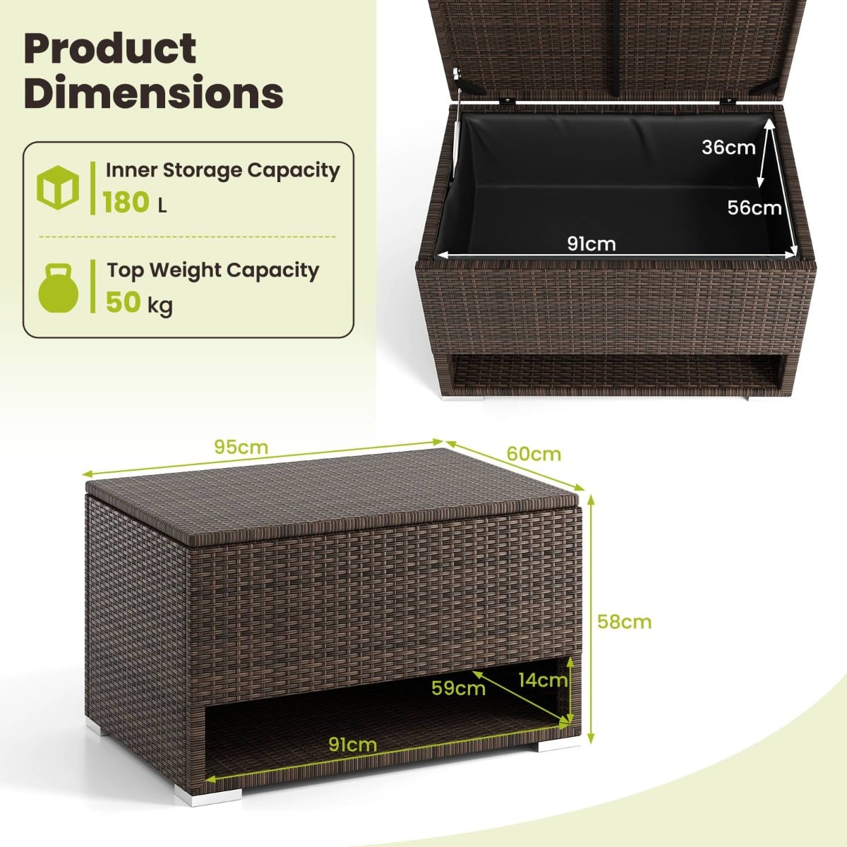 PE Rattan Storage Bin with Waterproof Liner and Shoe Rack