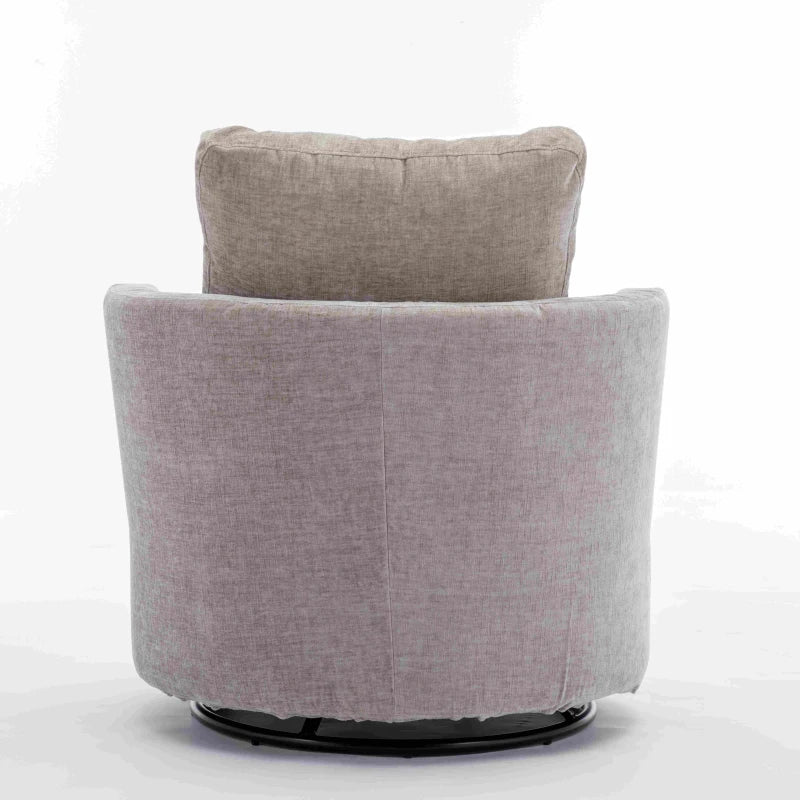 Chenille Swivel Recliner with Back Cushion, Thick Foam Pad, 360° Rotation, 78.5x83x86 cm, Light Grey