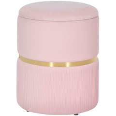 HOMCOM Velvet-Feel Storage Ottoman - Pink