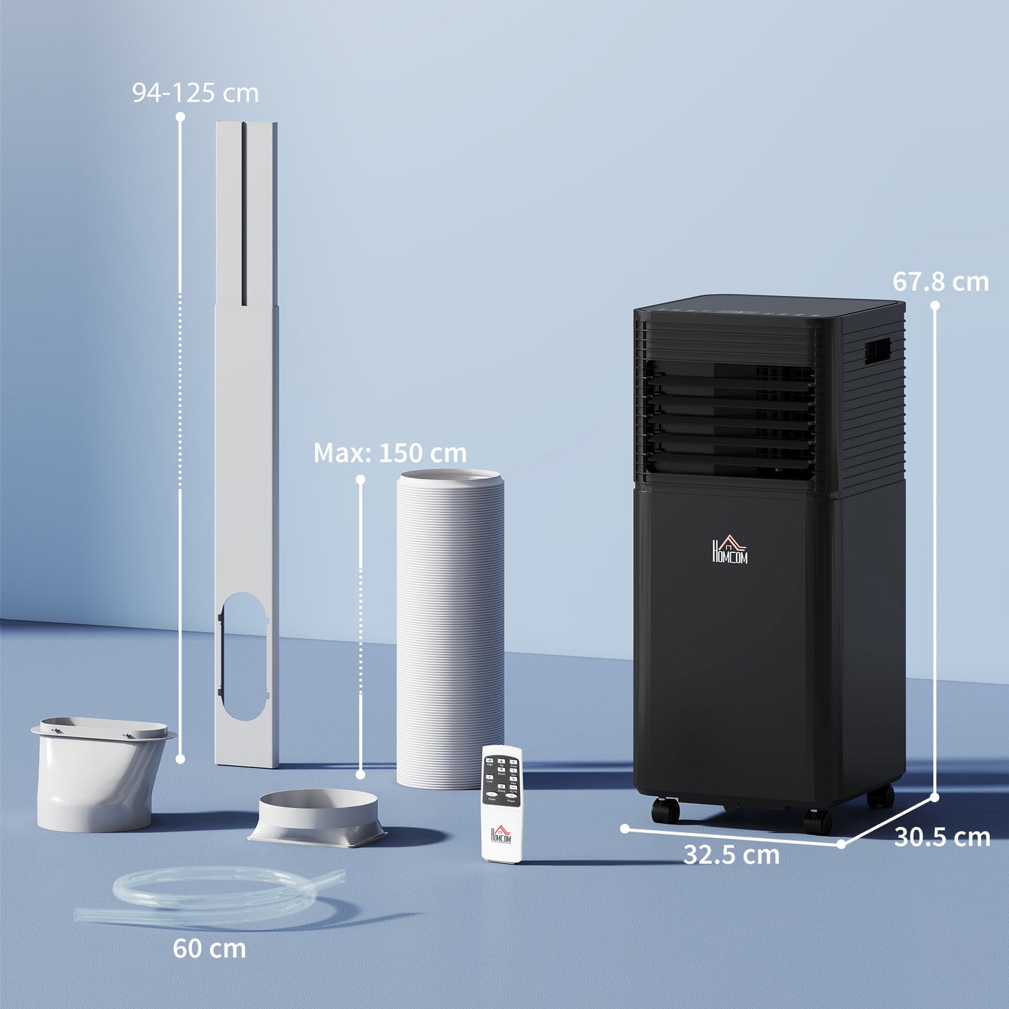 HOMCOM 5000 BTU 4-In-1 Portable Air Conditioner Unit Cooling Dehumidifying Ventilating  for Room up to 18mÂ², with Fan, Remote, 24H Timer, Window Mount Kit, R290, A Energy Efficiency