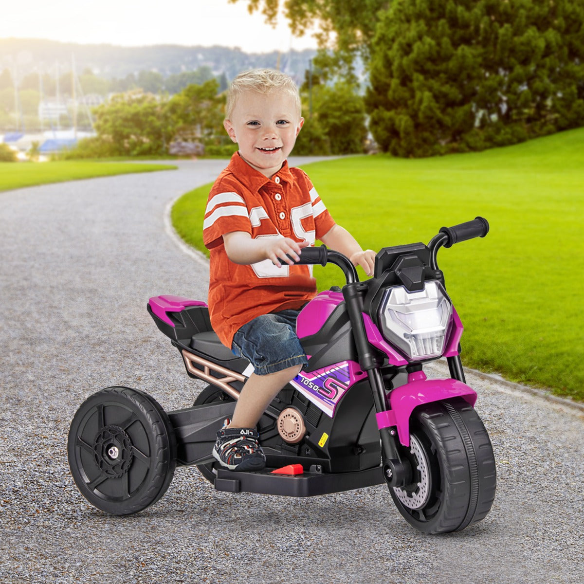 6V Kids Ride-on Motorcycle with 2-wheel/3-wheel Conversion & Detachable Training Wheels-Pink