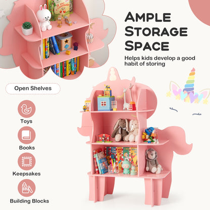Kids Toy Storage Organizer with Anti-Toppling System for Play Room Nursery Kindergarten-Pink