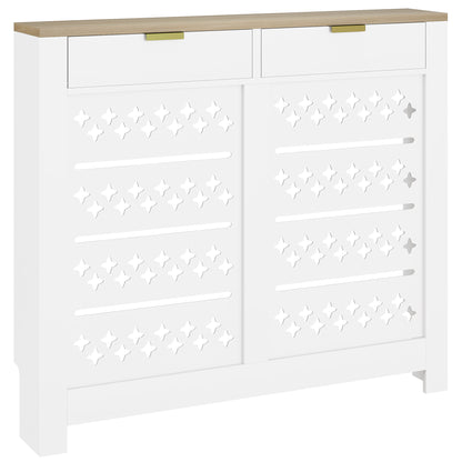 HOMCOM 108 x 19 cm Minimal Radiator Cover, with 2 Drawers - White