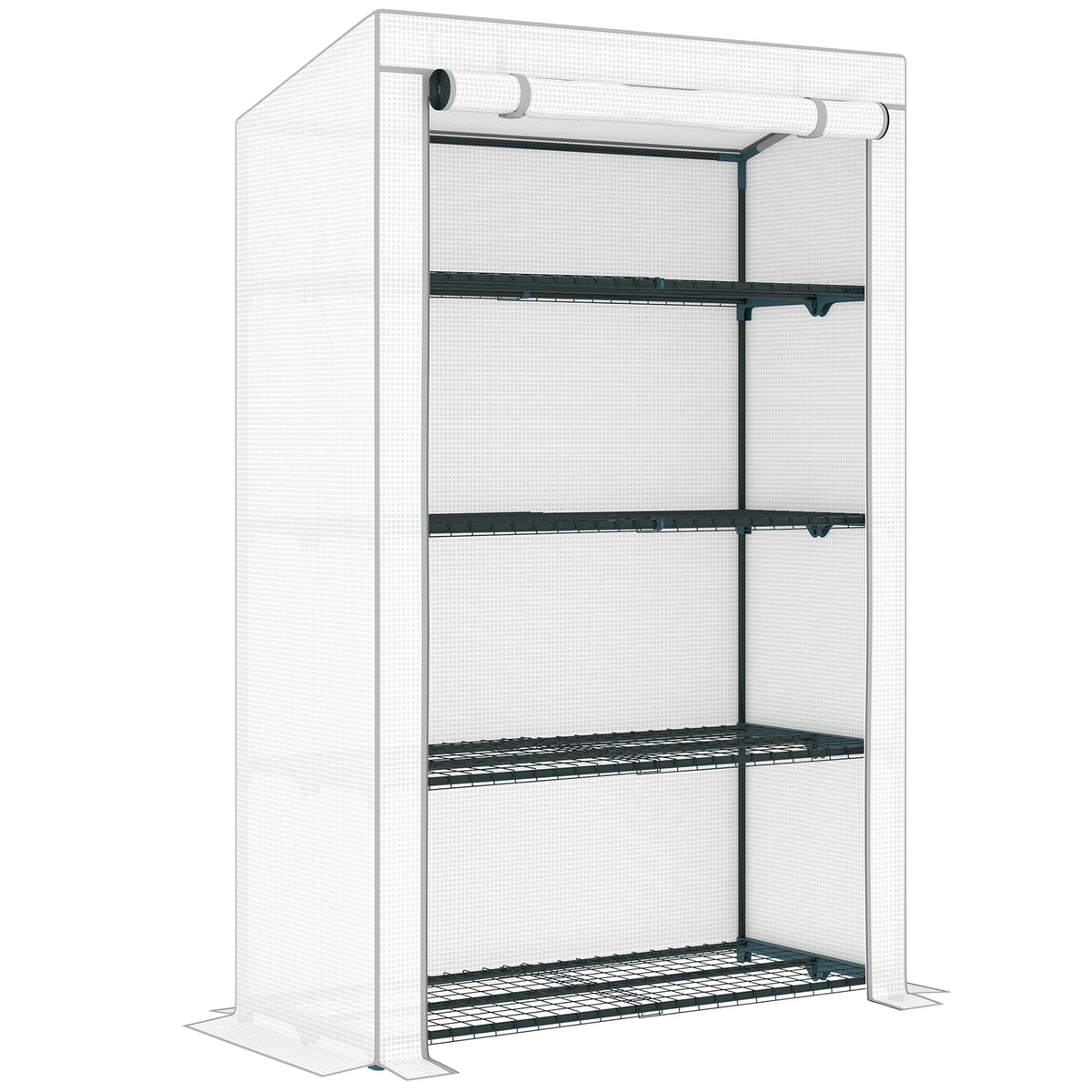 Outsunny Four-Tier Mini Greenhouse - Grey/White