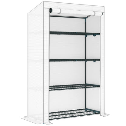 Outsunny Four-Tier Mini Greenhouse - Grey/White