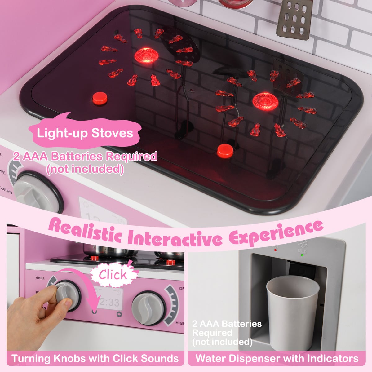 Play Kitchen Toy Set with Oven and Washing Machine for Aged 3+ Years Old-Pink