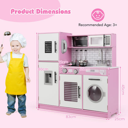 Play Kitchen Toy Set with Oven and Washing Machine for Aged 3+ Years Old-Pink