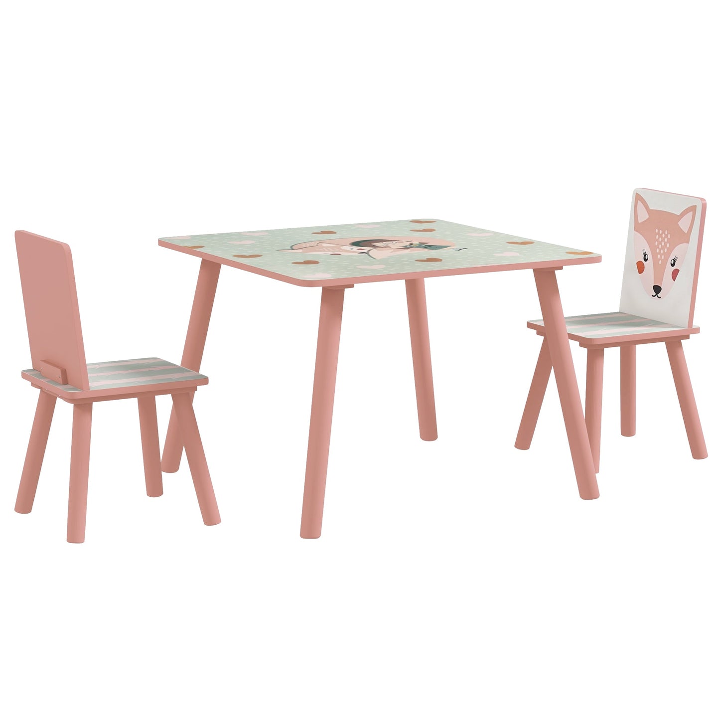 ZONEKIZ Kids and Table Chairs, Children’s Desk with Two Chairs, مجموعة أثاث للأطفال الصغار، للأعمار من 3 إلى 6 سنوات - وردي