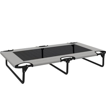PawHut Portable Raised Dog Bed, Elevated Pet Cot with Breathable Mesh for Indoor Outdoor, for Large Dogs, Light Grey