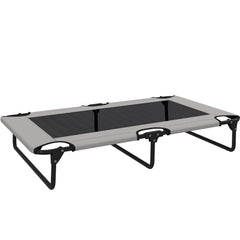 PawHut Portable Raised Dog Bed, Elevated Pet Cot with Breathable Mesh for Indoor Outdoor, for Large Dogs, Light Grey