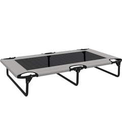 PawHut Portable Raised Dog Bed, Elevated Pet Cot with Breathable Mesh for Indoor Outdoor, for Large Dogs, Light Grey