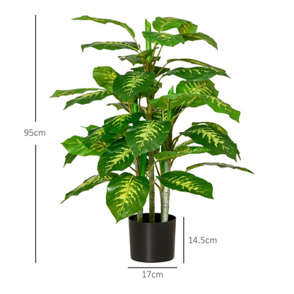 HOMCOM 2 PCs Artificial Evergreen Tree Fake Decorative Plant in Nursery Pot for Indoor Outdoor D√É¬©cor, Green