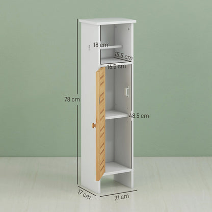 HOMCOM Bathroom Cabinet with Toilet Paper Holder - White