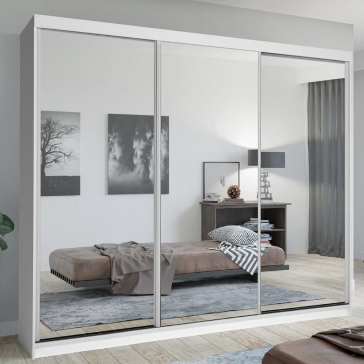 Chicago II 3 Door Sliding Door Wardrobe 250cm - Walnut