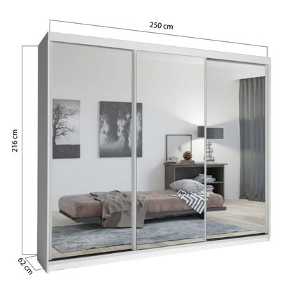 Chicago II 3 Door Sliding Door Wardrobe 250cm - White