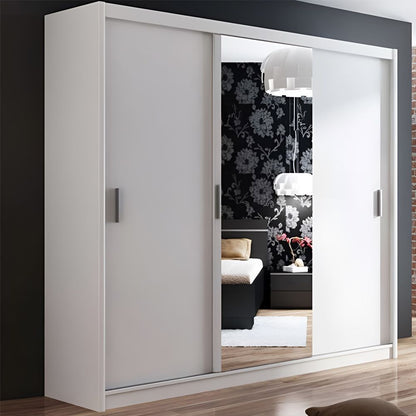 Somerset Sliding Door 250cm Wardrobe With Mirror - White